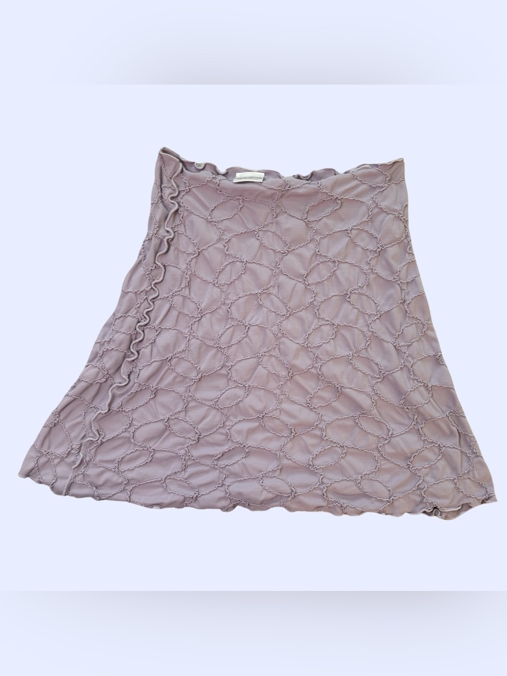 Textured Lavender A-Line Skirt with Side Ruffle